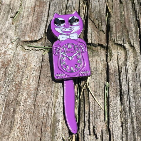 Moving Cat Clock Purple - | Enamel Pin
