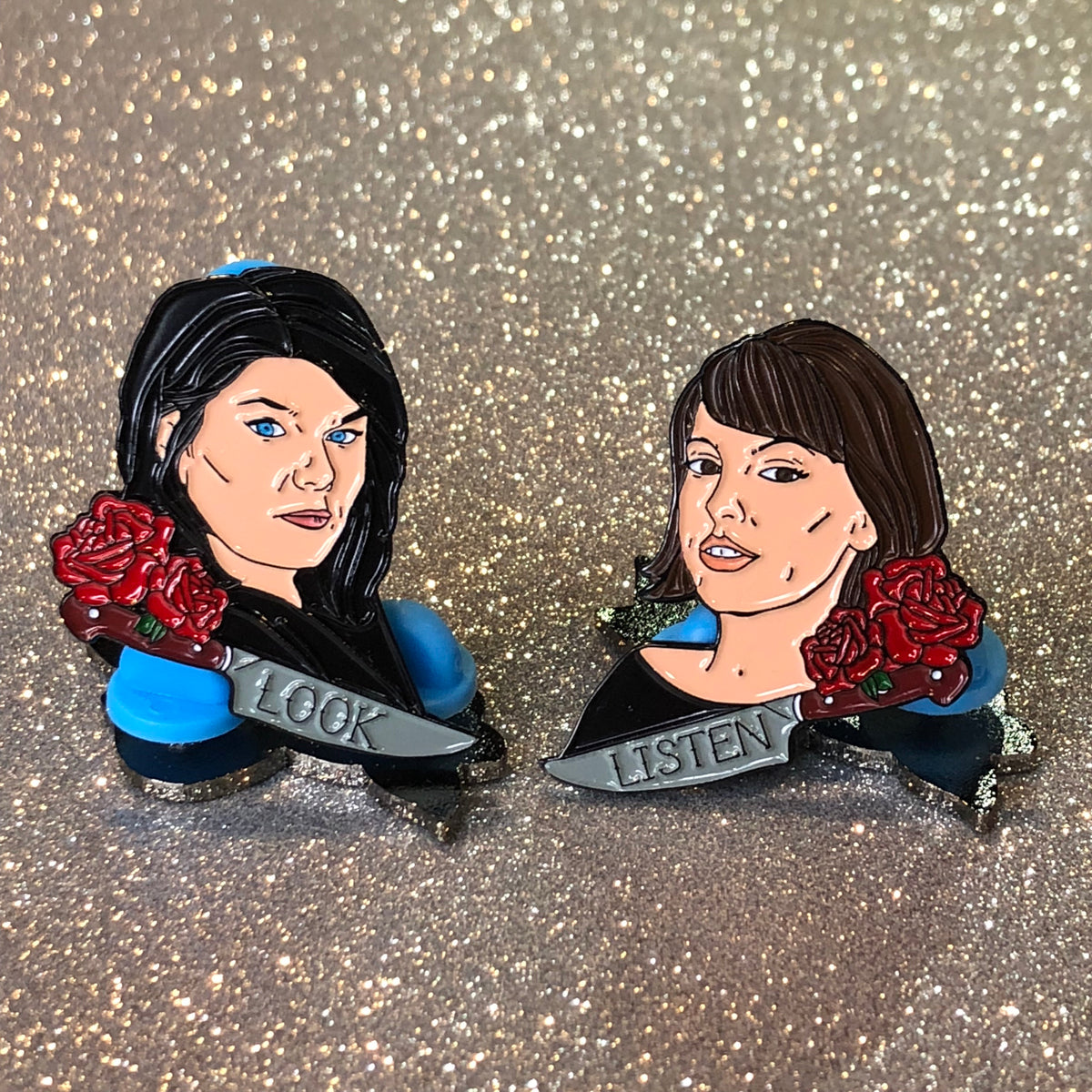 My Favorite Murder Podcast Hosts | Enamel Pin Set – Fandom Flair Pins